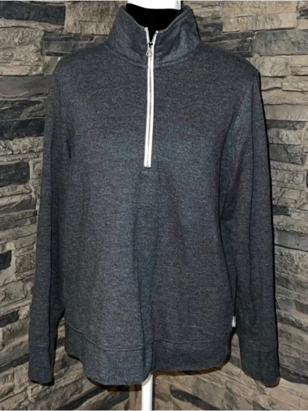 Men's Charcoal Quarter-Zip Sweater - Casual Pullover